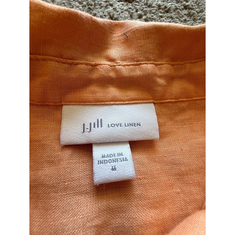 J. Jill Love Linen Apricot Orange 100% Linen Button Down Shirt Womens Medium - Picture 3 of 5